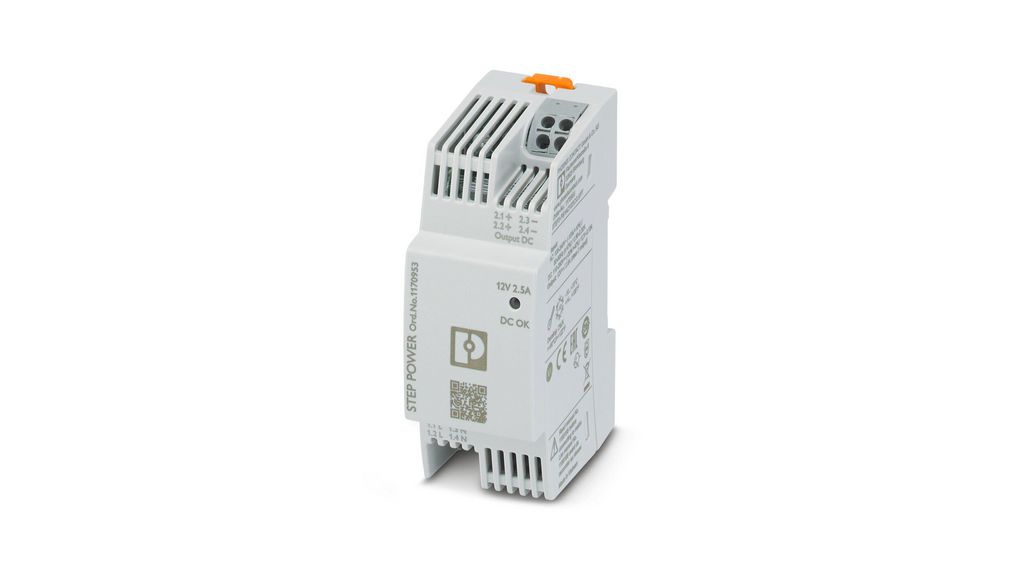DIN Rail Power Supply 88% 12V 2.5A 30W Fixed IP20 STEP3-PS